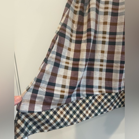 LOGO by Lori Goldstein Mixed Plaid V-neck Knit Tunic Top Evergreen Combo L - Picture 8 of 11